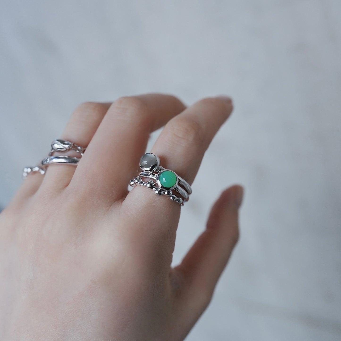 水滴一粒 stone ring./ Water droplets stone ring.【予約】クリソプレーズ