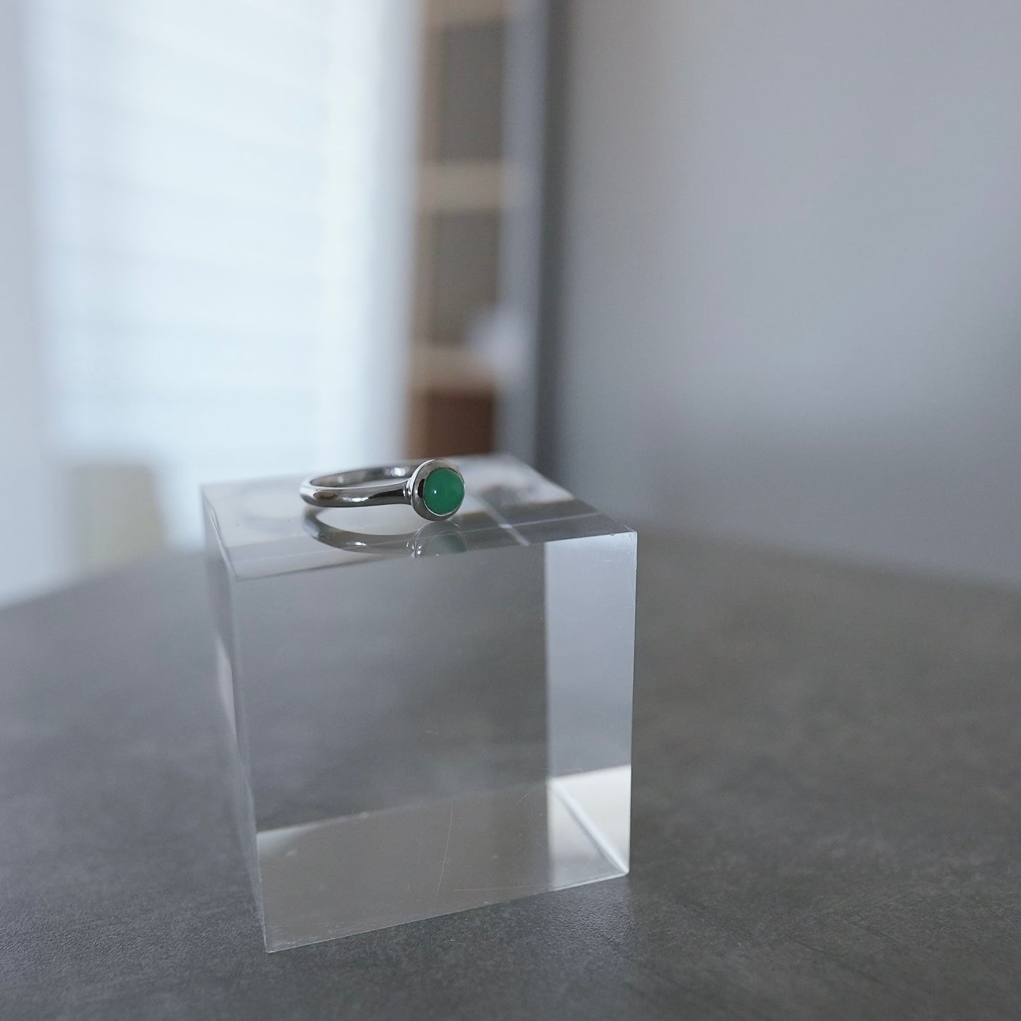 水滴一粒 stone ring./ Water droplets stone ring.【予約】クリソプレーズ