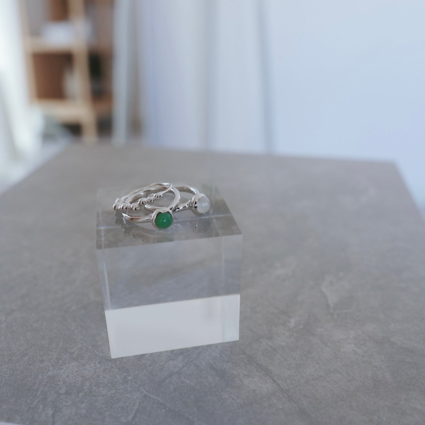 水滴一粒 stone ring./ Water droplets stone ring.【予約】クリソプレーズ