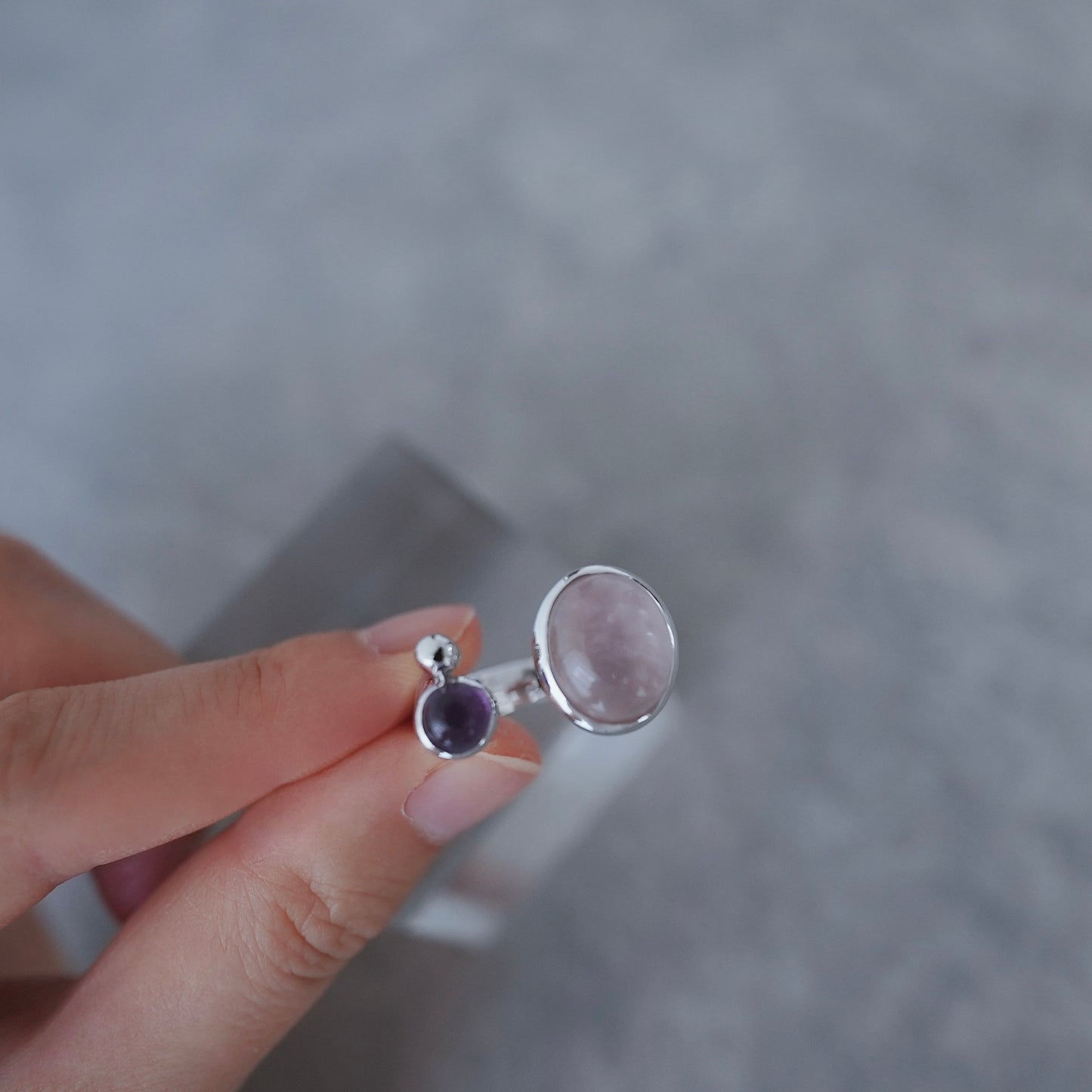 水滴stone ring./ Water droplets stone ring.【予約】ローズクォーツ アメジスト