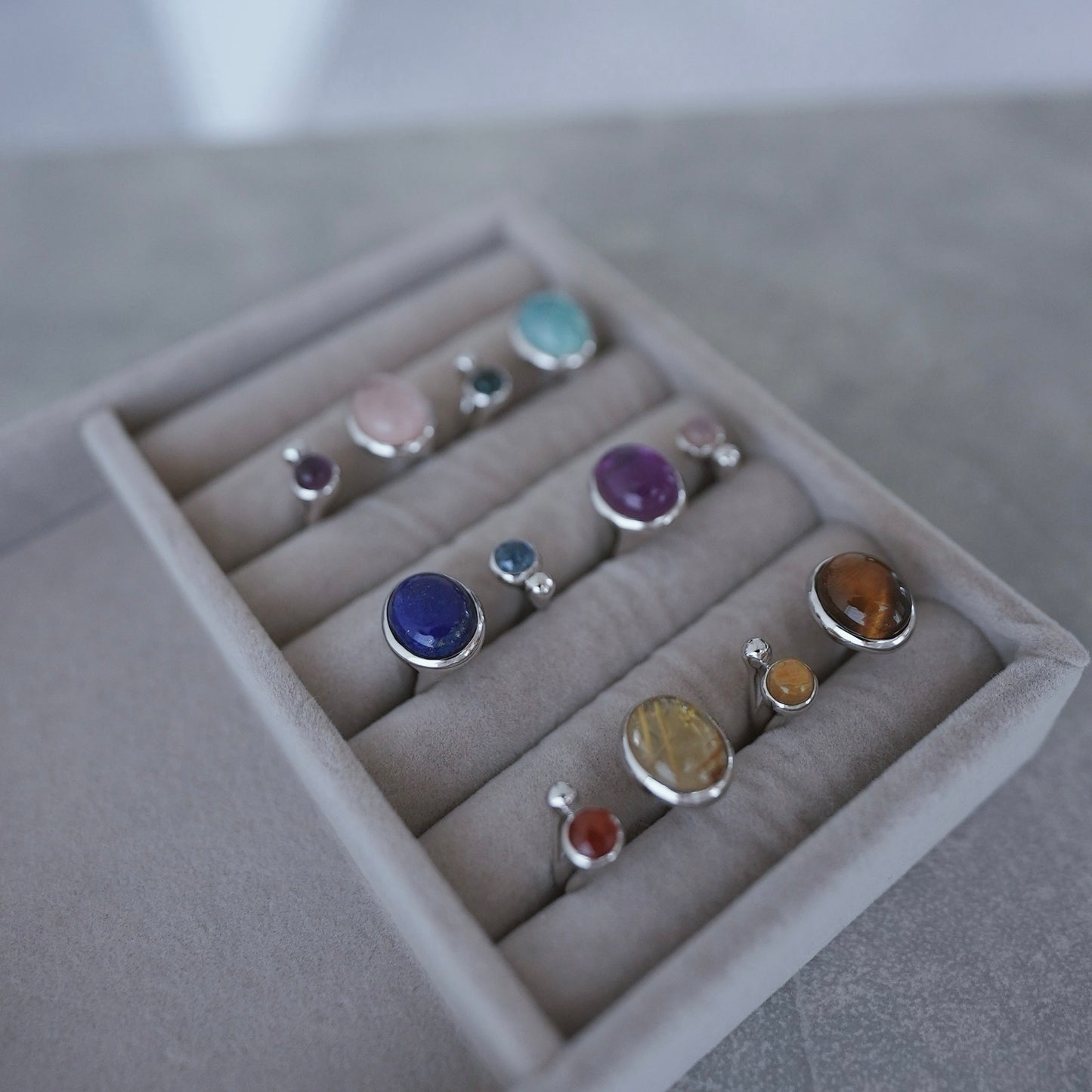 水滴stone ring./ Water droplets stone ring.【予約】ローズクォーツ アメジスト