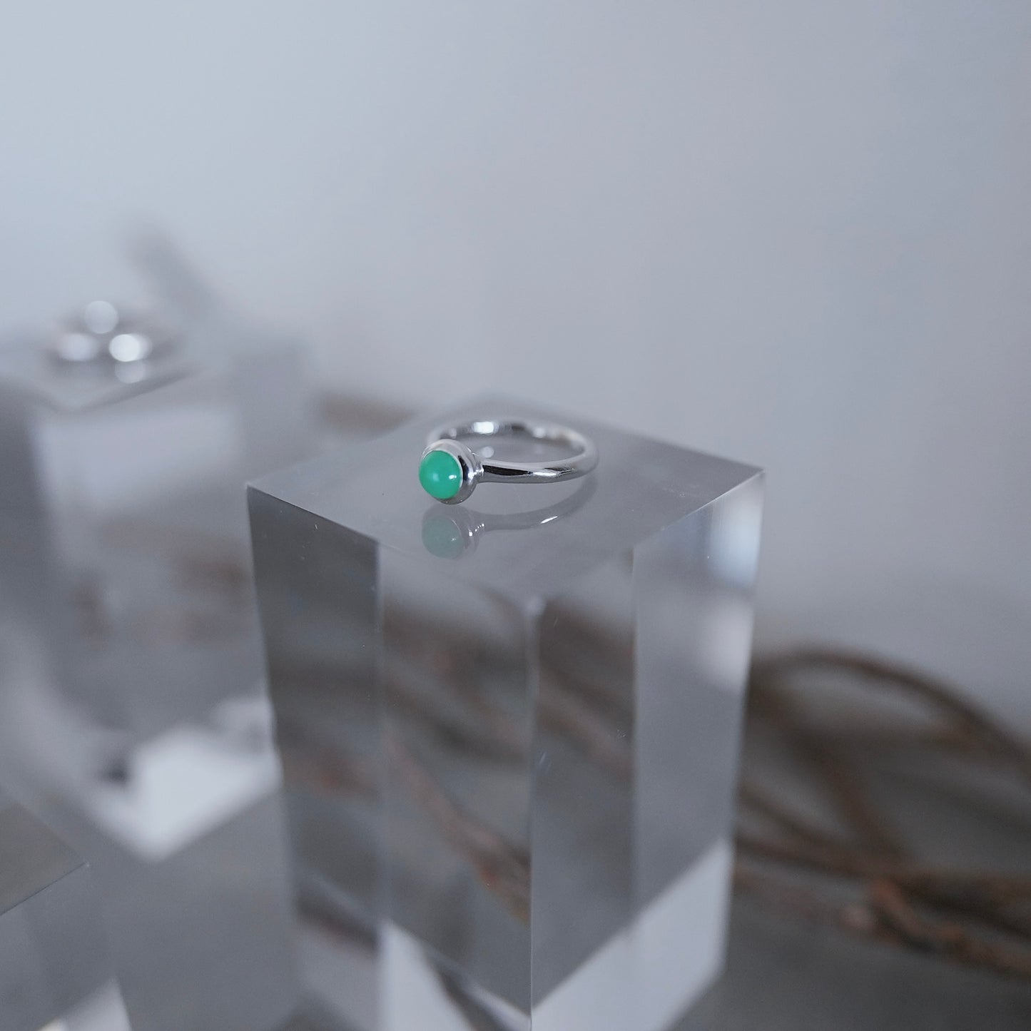 水滴一粒 stone ring./ Water droplets stone ring.【予約】クリソプレーズ