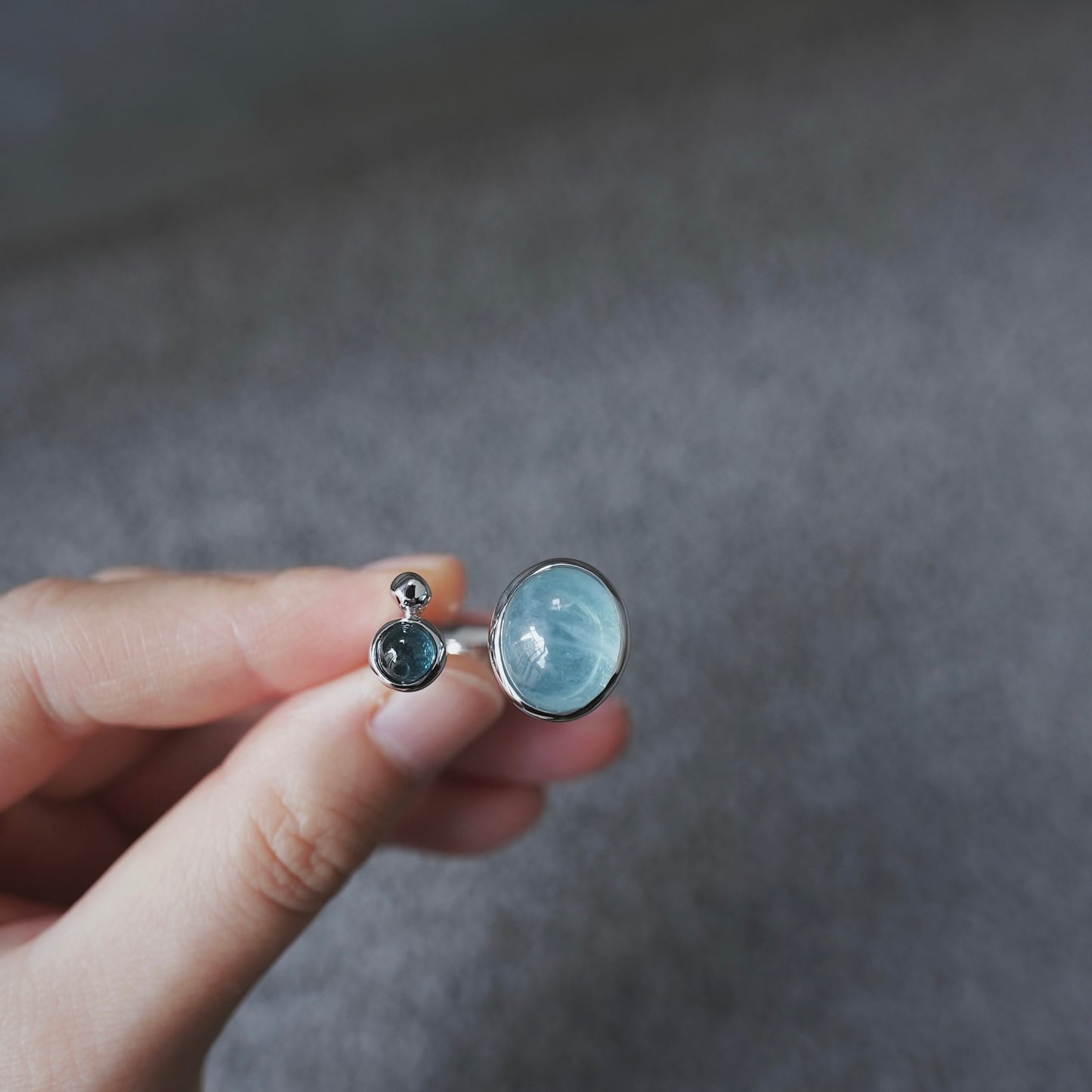 水滴stone ring./ Water droplets stone ring.【予約】アクアマリン ブルートパーズ