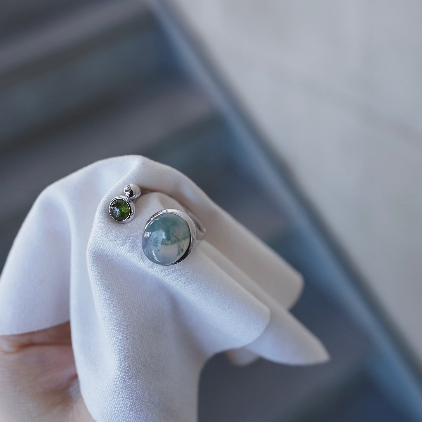 水滴stone ring./ Water droplets stone ring.【在庫有】
