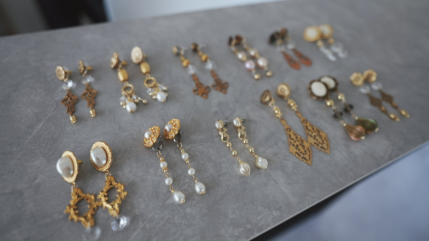 【gold】vintage jewelry/earring pierce 2点セット