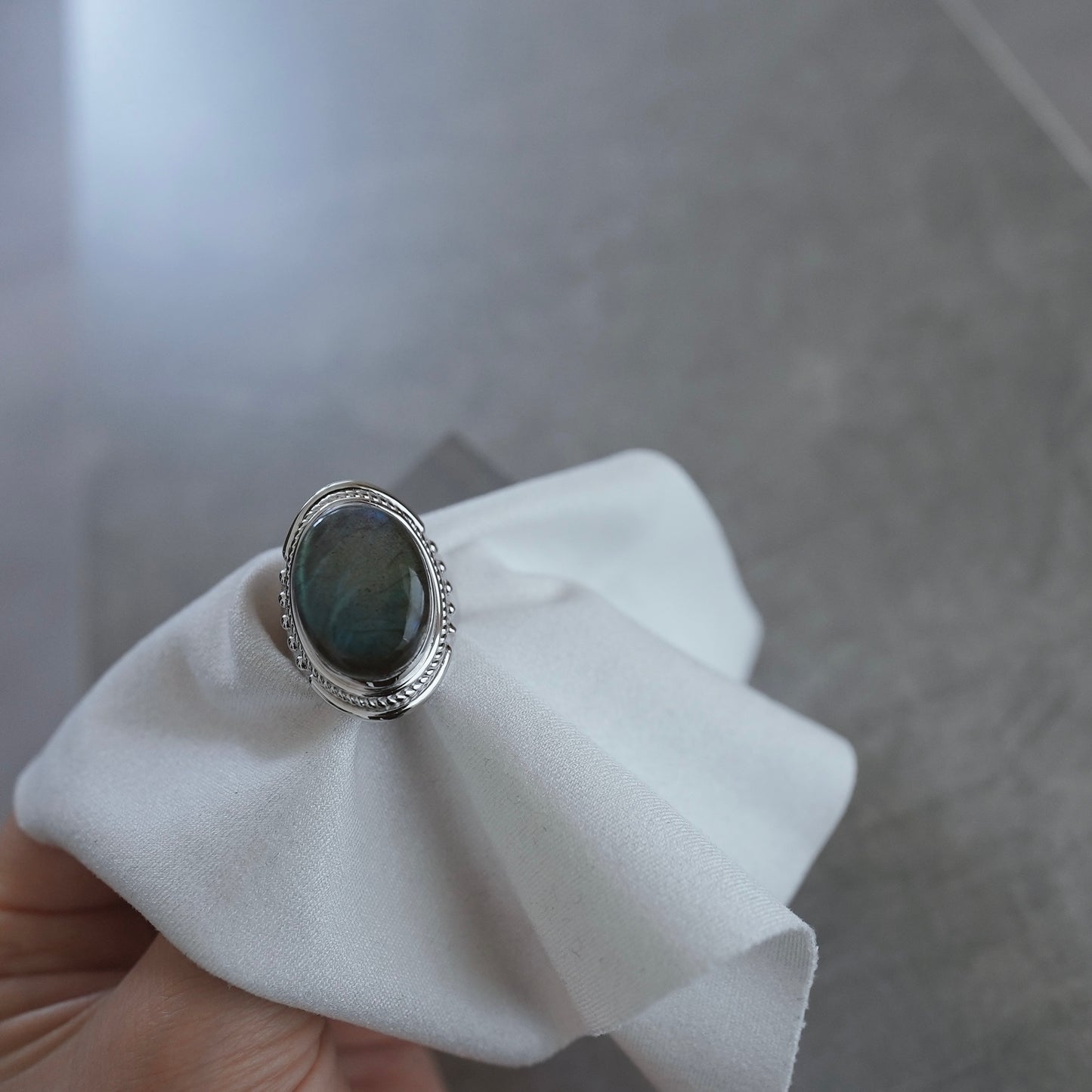 Moon and sun labradorite ring.