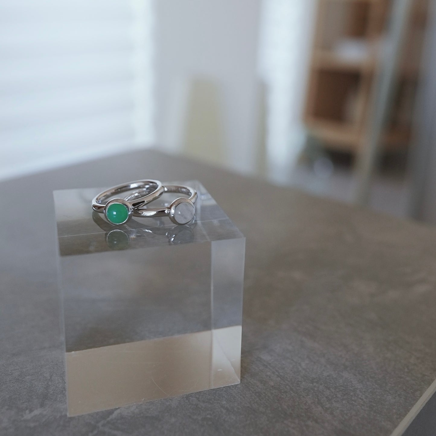 水滴一粒 stone ring./ Water droplets stone ring.【予約】クリソプレーズ