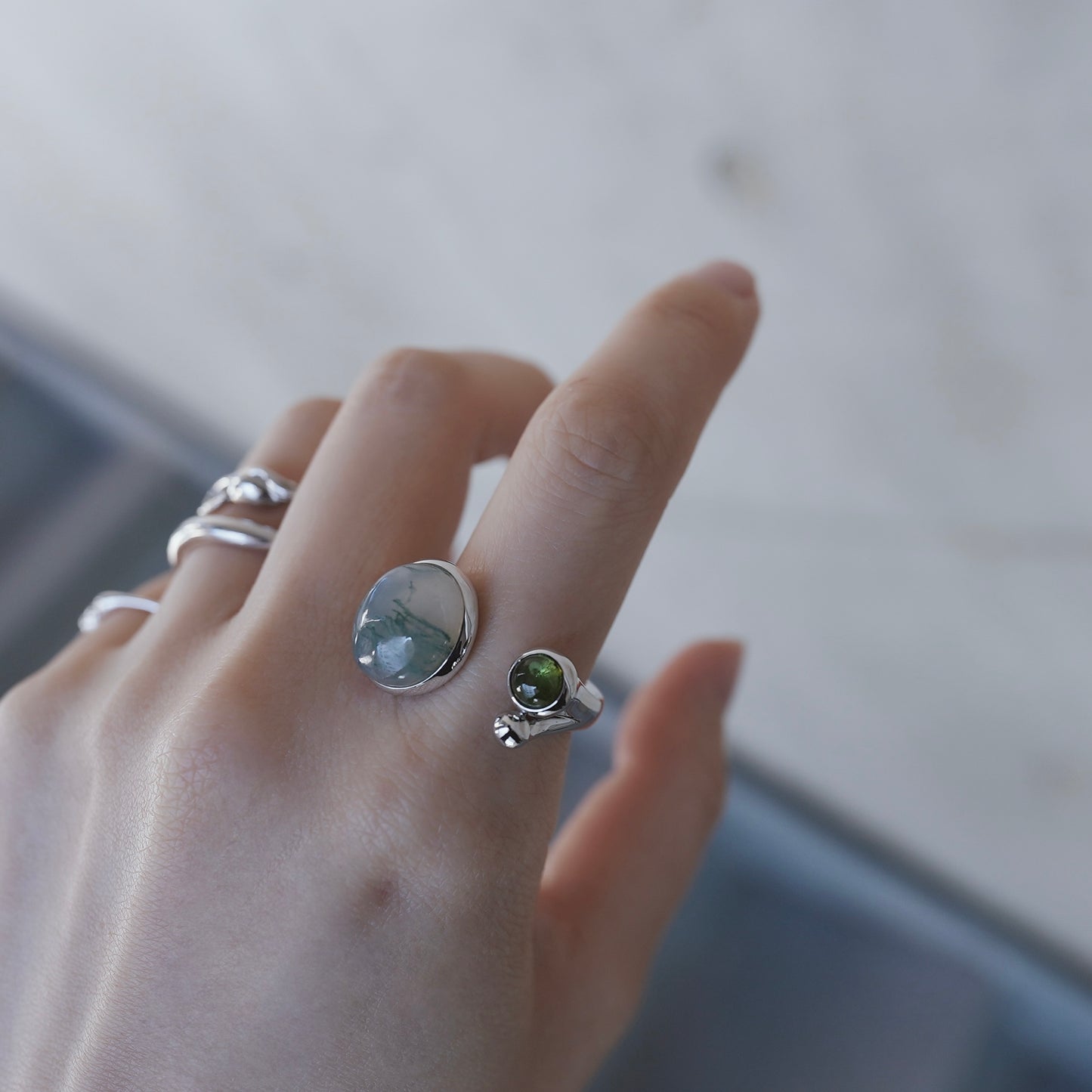 水滴stone ring./ Water droplets stone ring.【在庫有】