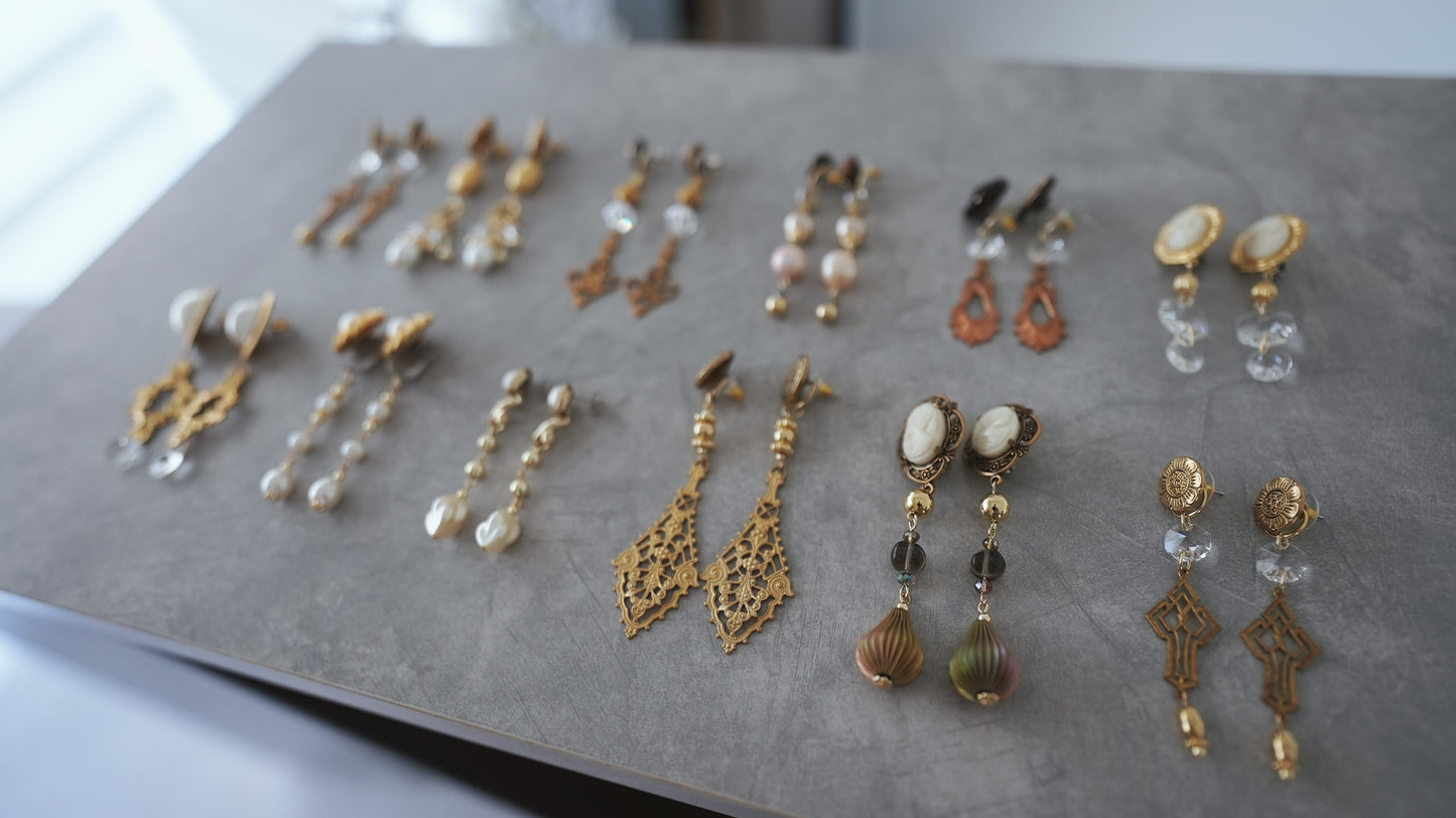 【gold】vintage jewelry/earring pierce 2点セット