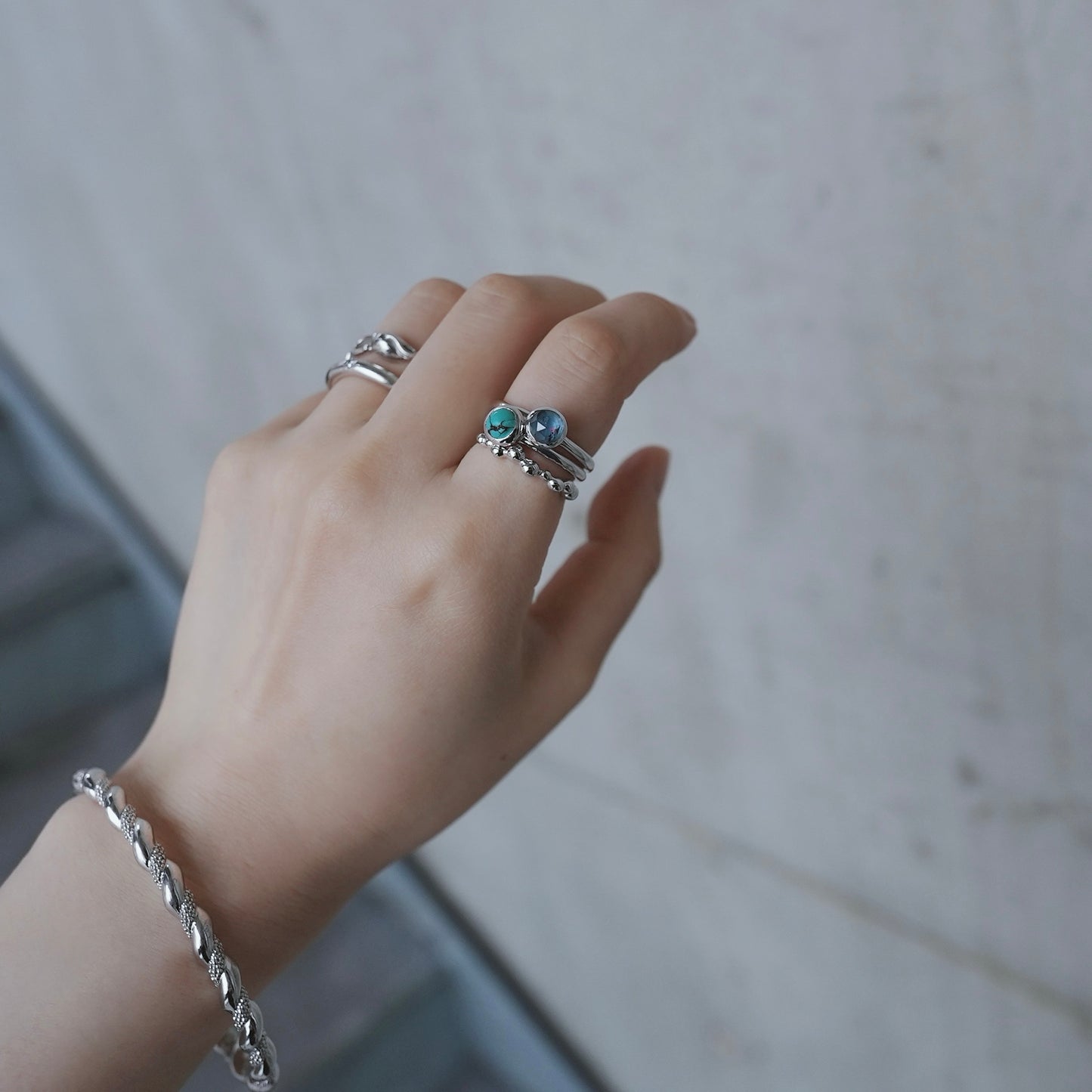 水滴一粒 stone ring./ Water droplets stone ring.【在庫有】カイヤナイト