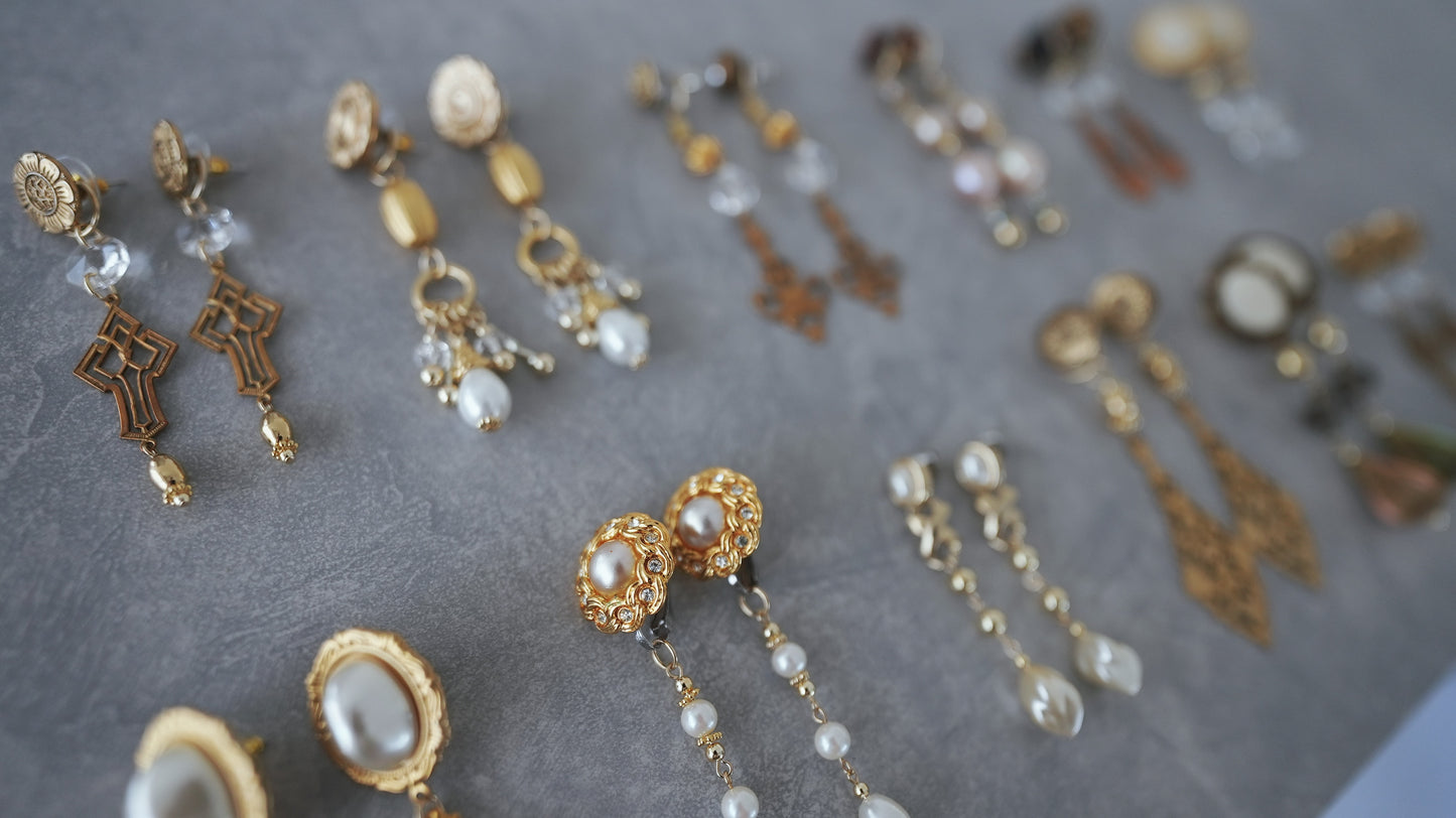 【gold】vintage jewelry/earring pierce 2点セット