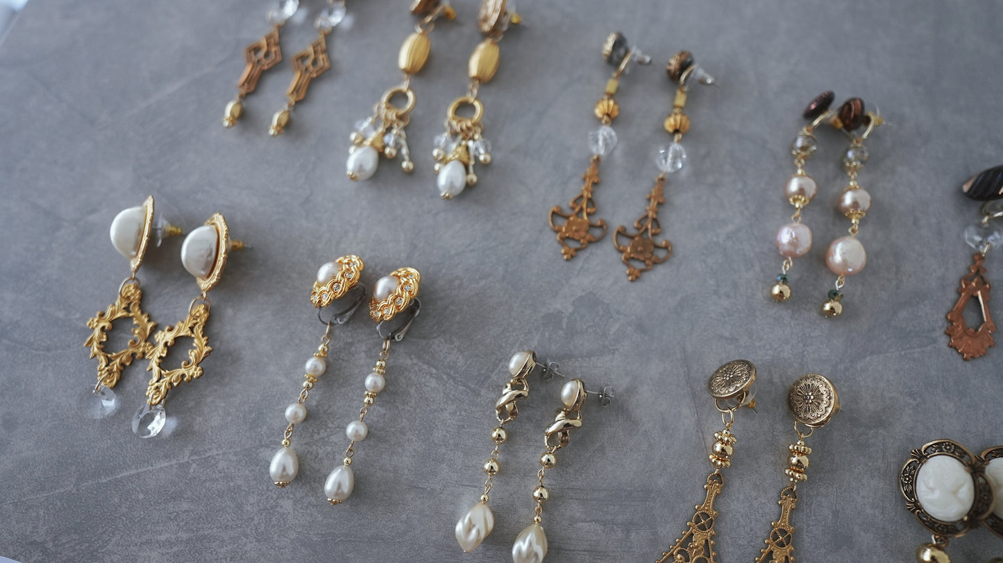 【gold】vintage jewelry/earring pierce 2点セット