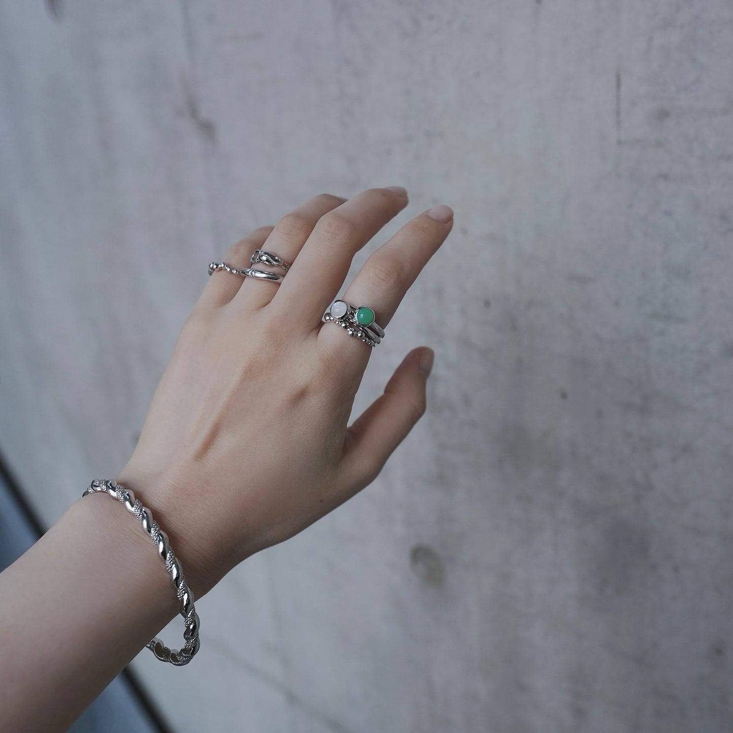 水滴一粒 stone ring./ Water droplets stone ring.【予約】クリソプレーズ