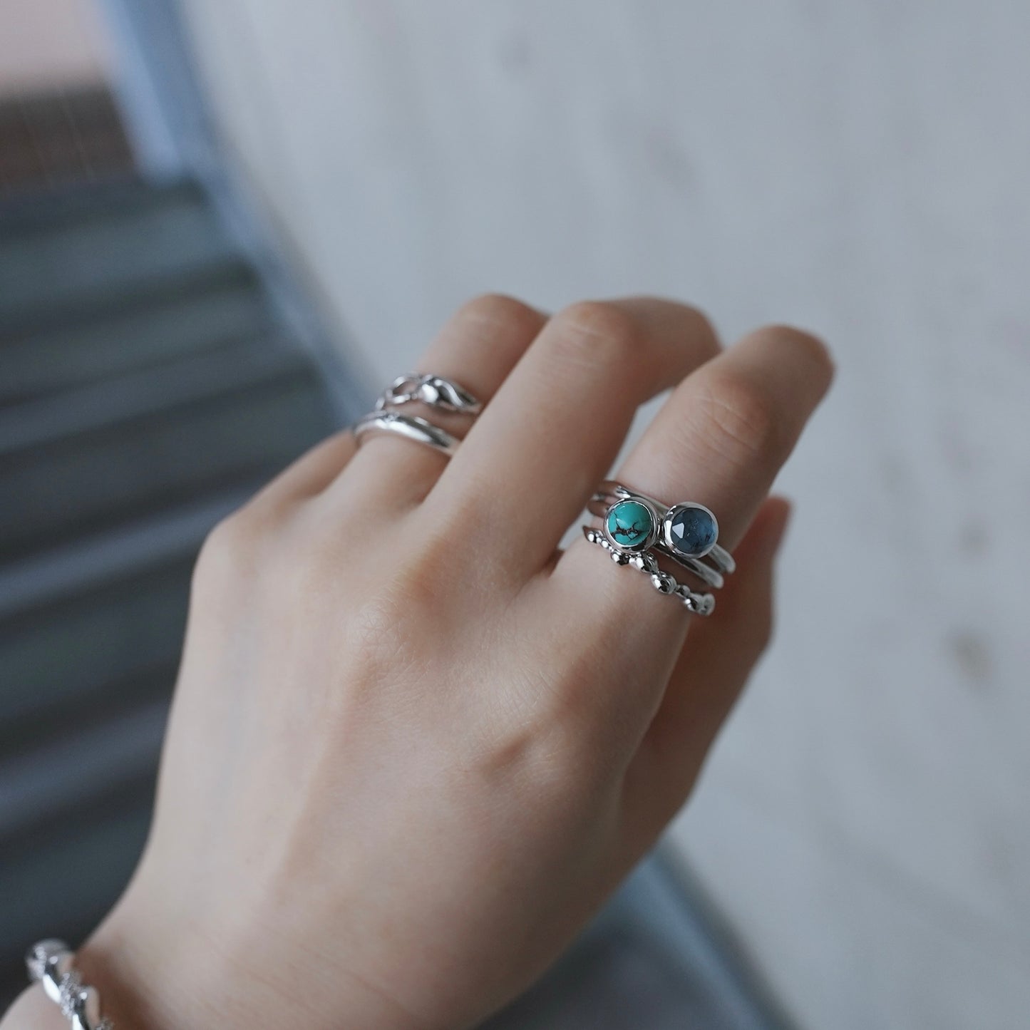 水滴一粒 stone ring./ Water droplets stone ring.【在庫有】カイヤナイト