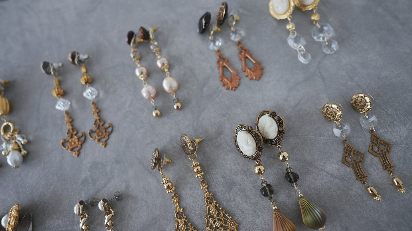 【gold】vintage jewelry/earring pierce 2点セット
