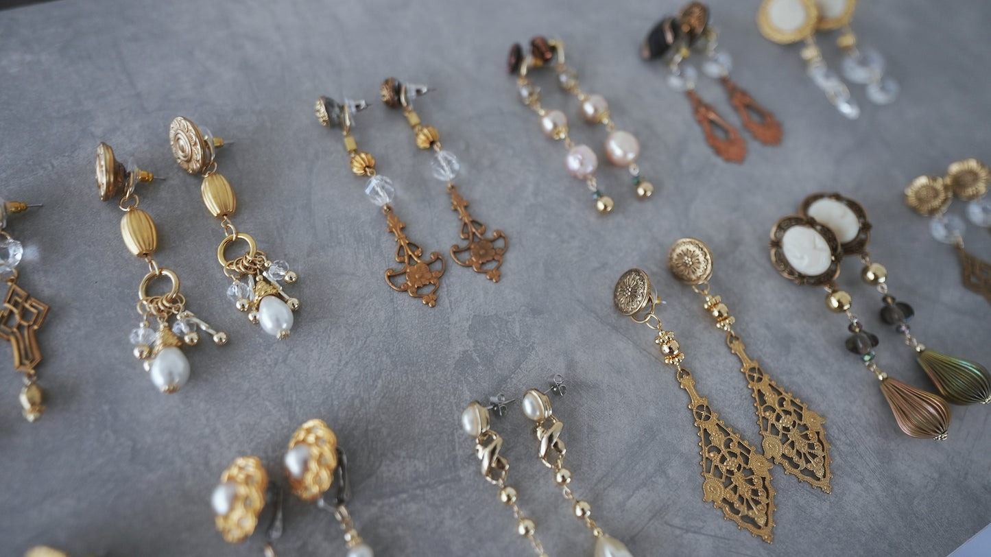 【gold】vintage jewelry/earring pierce 2点セット