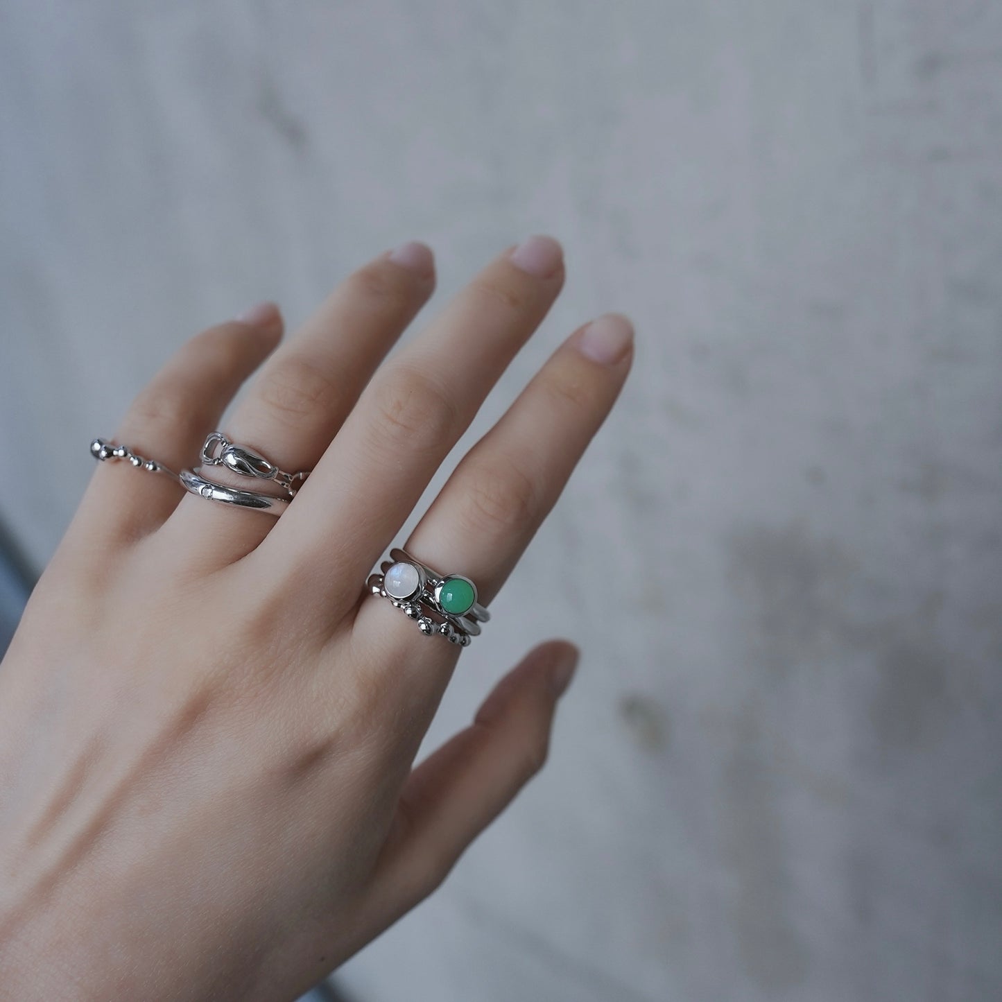 水滴一粒 stone ring./ Water droplets stone ring.【予約】クリソプレーズ