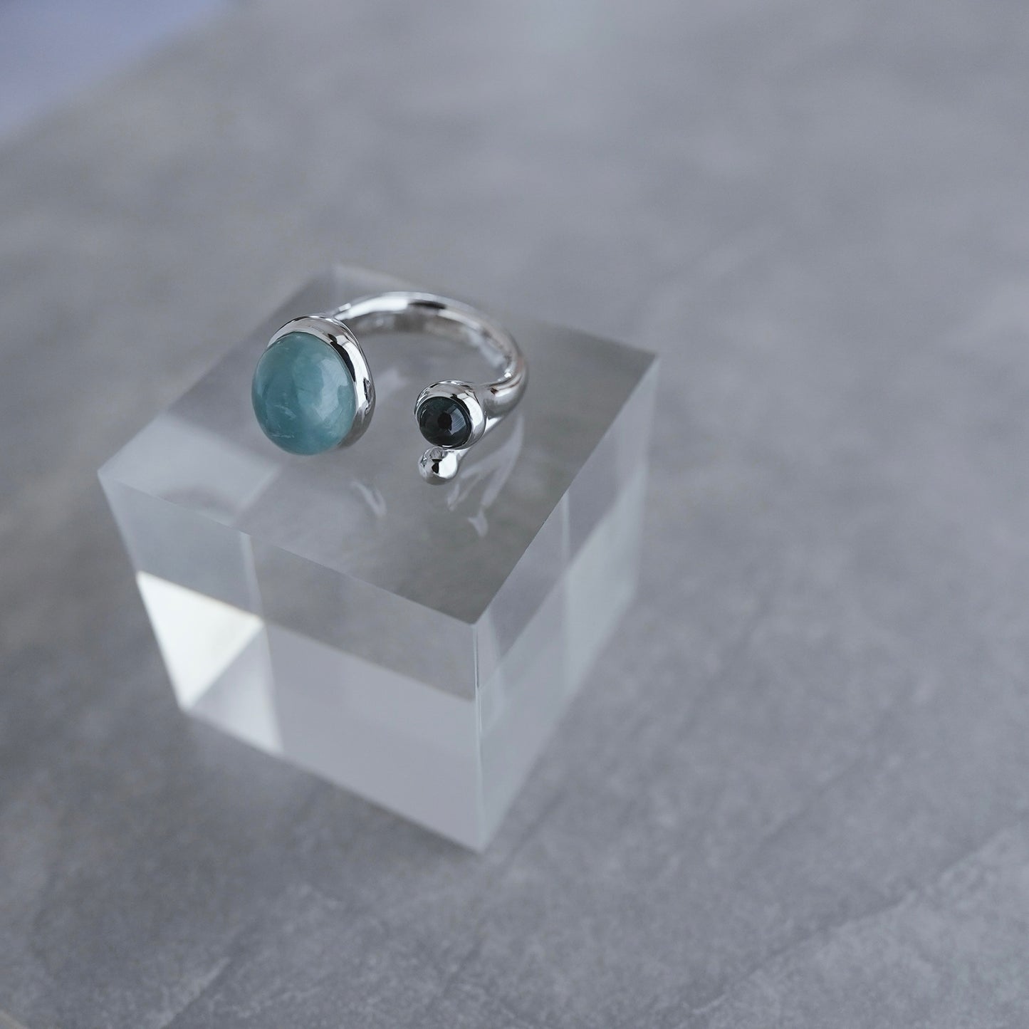 水滴stone ring./ Water droplets stone ring.【予約】アクアマリン ブルートパーズ