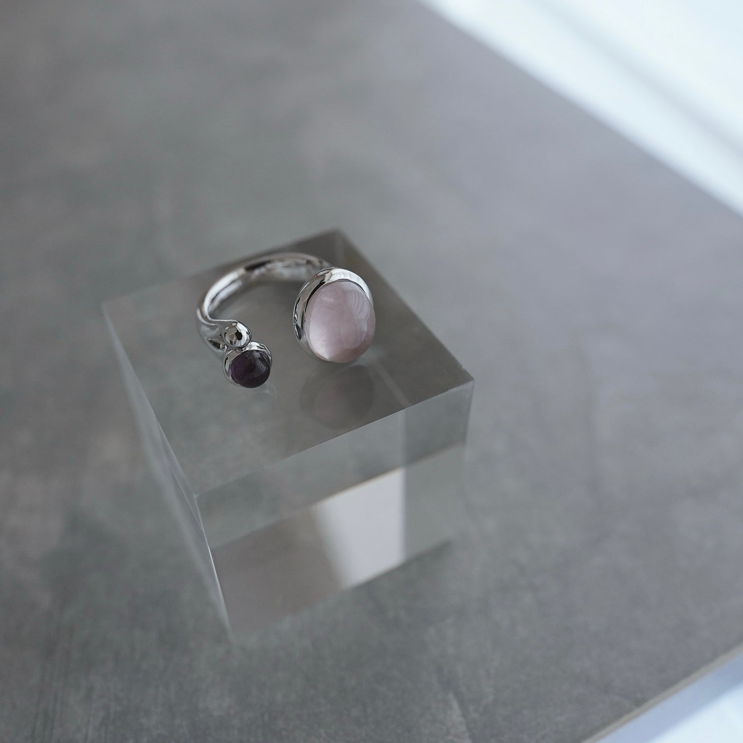 水滴stone ring./ Water droplets stone ring.【予約】ローズクォーツ アメジスト