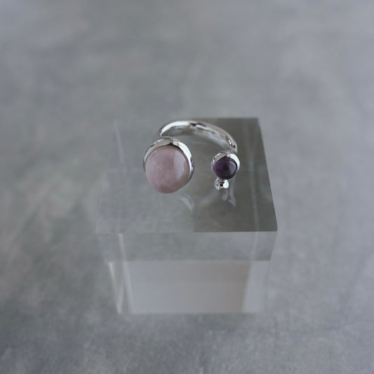 水滴stone ring./ Water droplets stone ring.【在庫有】ローズクォーツ アメジスト