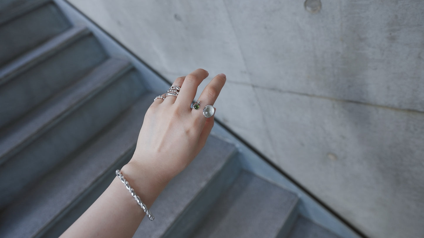 水滴stone ring./ Water droplets stone ring.【予約】水晶 トルマリン