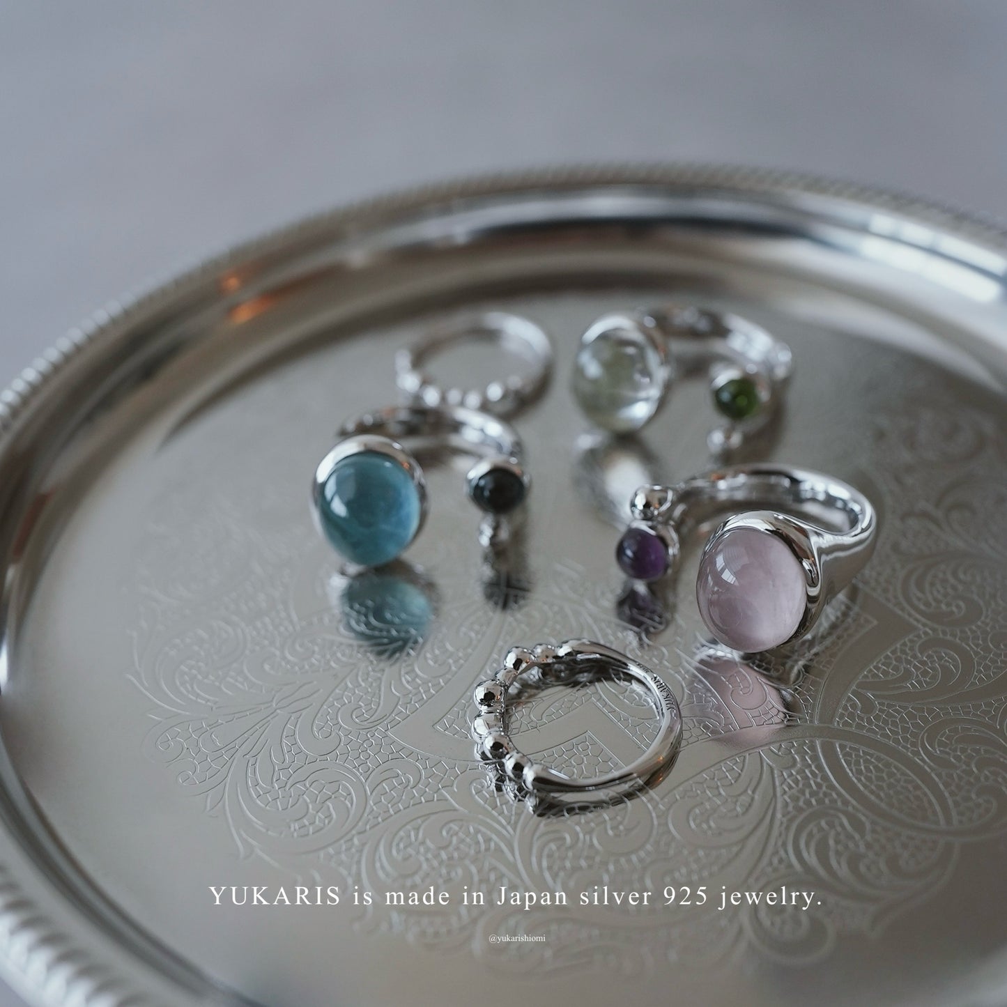 水滴stone ring./ Water droplets stone ring.【予約】ローズクォーツ アメジスト