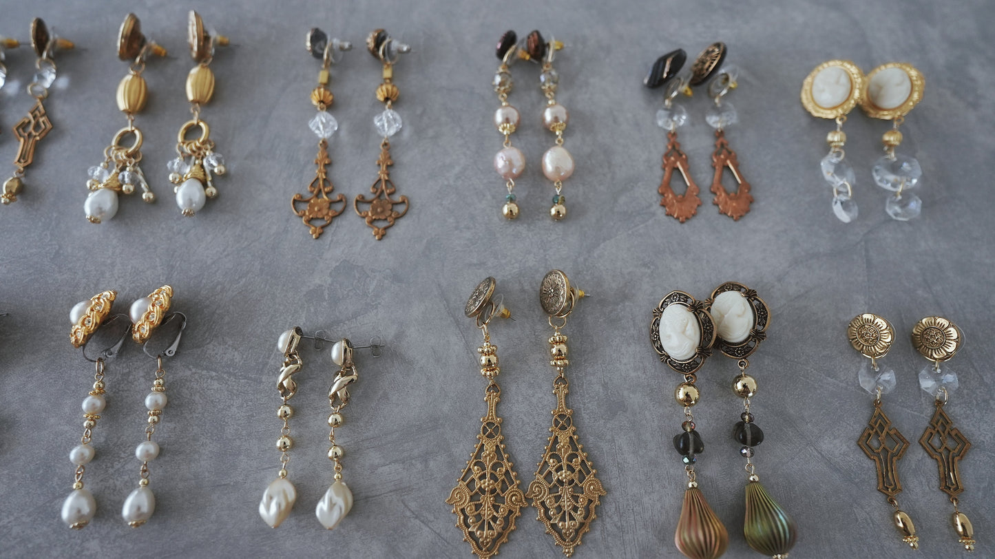 【gold】vintage jewelry／earring pierce 2点セット