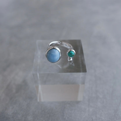 水滴stone ring.／ Water droplets stone ring.【即発送】ブルーオパール ターコイズ