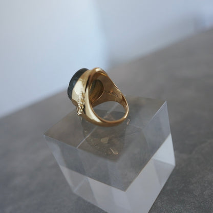 gold 月と太陽 Moon and sun labradorite ring.【予約】