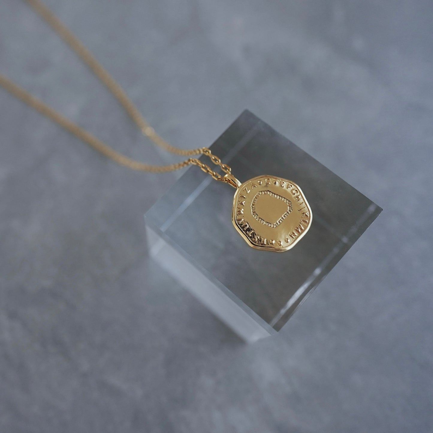 gold - AtoZ one - Simple coin necklace【予約】