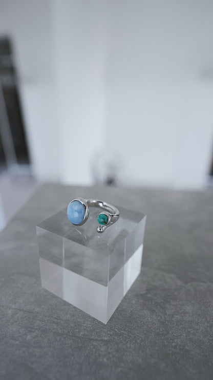 水滴stone ring.／ Water droplets stone ring.【即発送】ブルーオパール ターコイズ