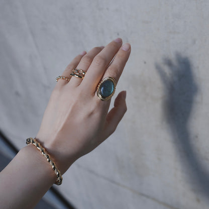 gold 月と太陽 Moon and sun labradorite ring.【予約】