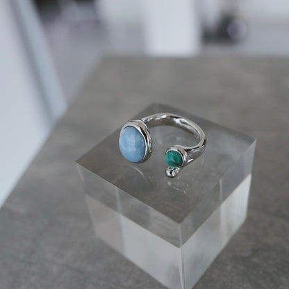 水滴stone ring.／ Water droplets stone ring.【即発送】ブルーオパール ターコイズ