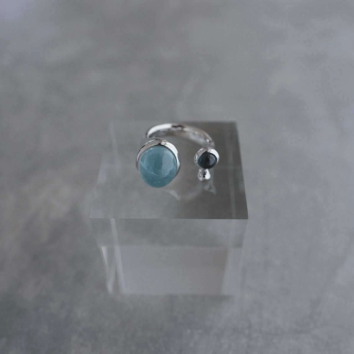 水滴stone ring.｜ Water droplets stone ring.アクアマリン ブルー 