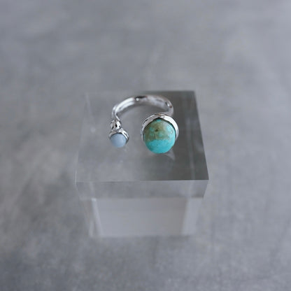 水滴stone ring.／ Water droplets stone ring.【即発送】ターコイズ オパール